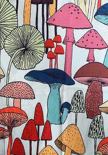 French Cafe Dress in White Shrooms - Plus