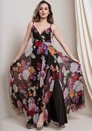 Bella Dress in Black Floral