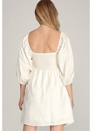 Double Whipped Dress in Off-White