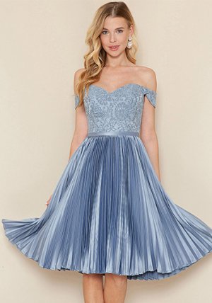 Charlotte Off Shoulder Dress in Blue