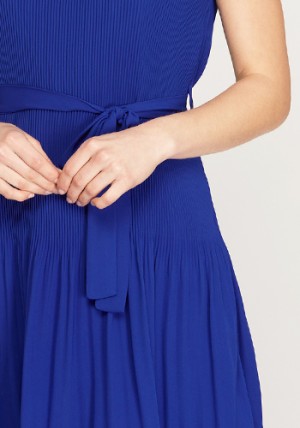 Pleats Perfect Dress in Royal Blue