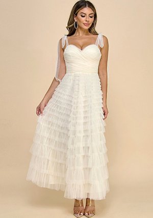 Grace Tiered Tulle Dress in Cream