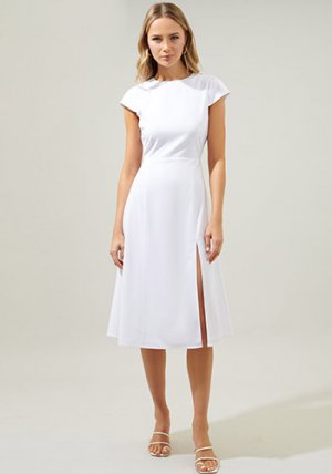 Kiss And Not Tell Midi Dress in White