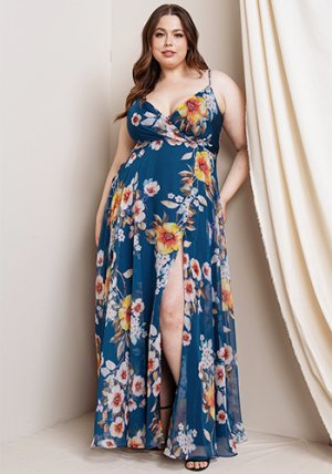 Bella Dress in Teal Floral - PLUS