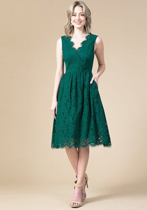 Eliza Lace Dress in Green