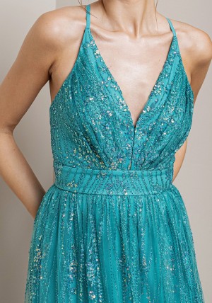 Venus Sparkly Dress in Turquoise