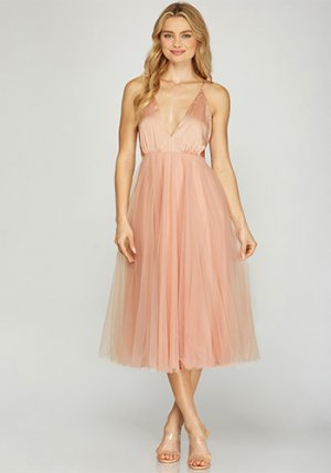 Dolly Up Tulle Dress in Peach