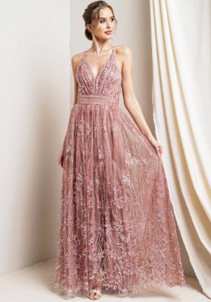 Venus Sparkly Dress in Rose