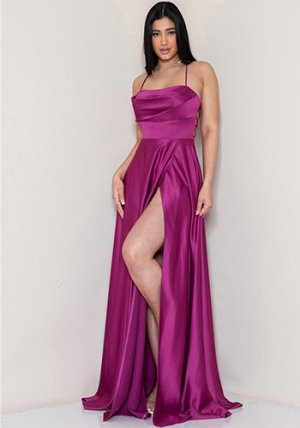 PRE-ORDER: Camila Satin Dress in Berry
