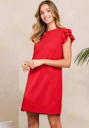 Short Notice Shift Dress in Red
