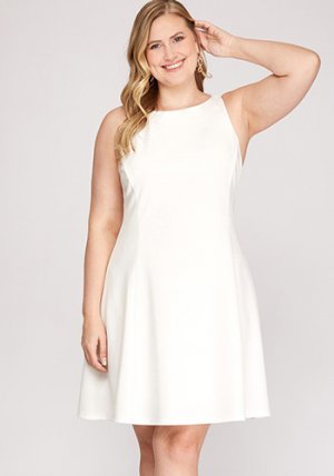 Simple Plan Dress in White - PLUS