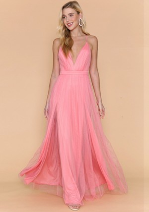 Sasha Tulle Maxi Dress in Blossom Pink