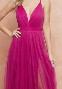 Sasha Tulle Maxi Dress in Electric Pink