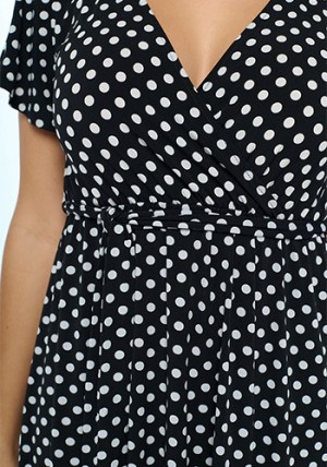 Summer in Spain Hi Lo Dress in Black with Dots
