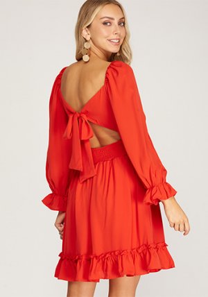 Romantic Era Dress in Maple Red