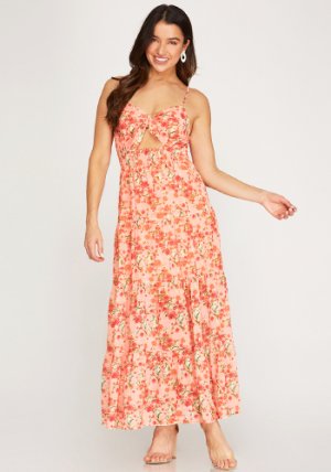 Kissing In The Courtyard Dress in Peach
