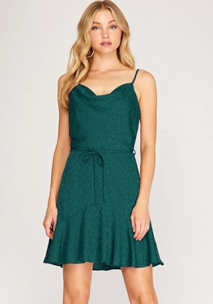 Cityscape Sateen Dress in Green
