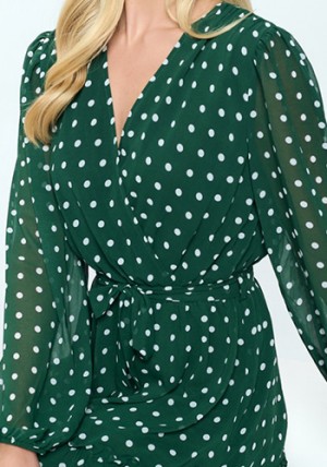 Tea Date Dress in Green Dots
