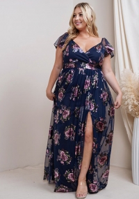 Belinda Dress in Navy Floral - PLUS