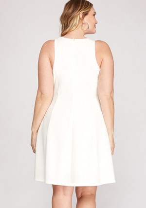 Simple Plan Dress in White - PLUS