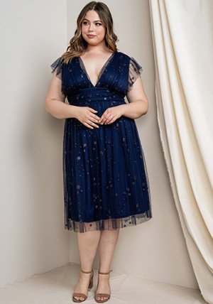 Stella Midi Dress in Sapphire