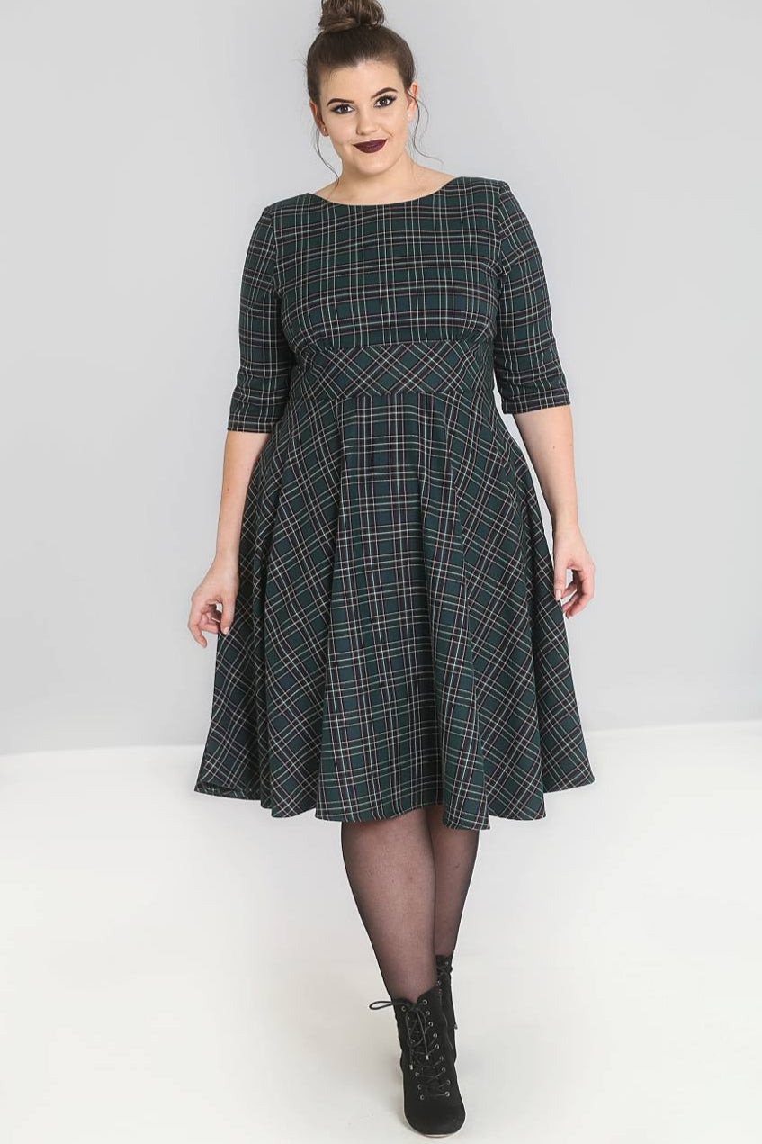 PRE-ORDER: British Accent Dress in Green Tartan