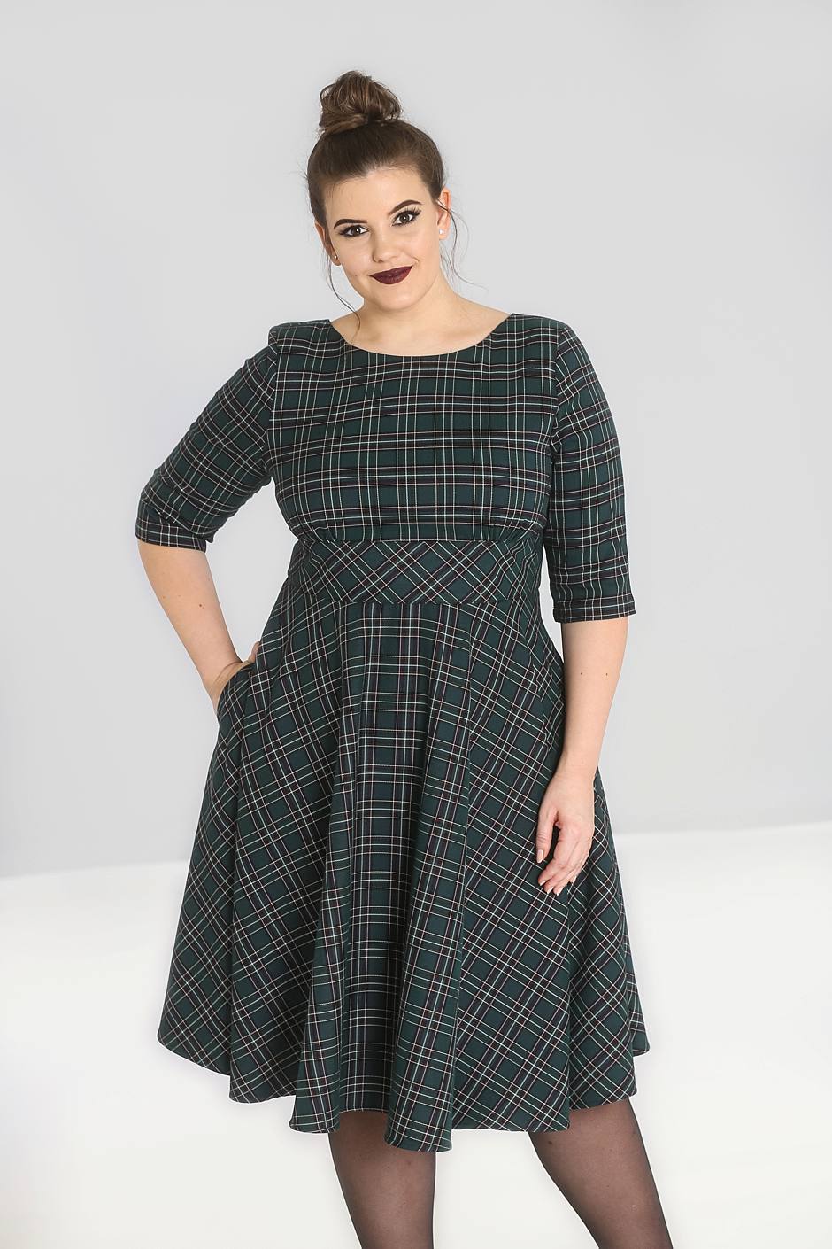 PRE-ORDER: British Accent Dress in Green Tartan