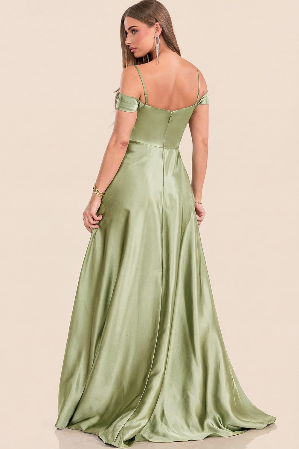 Victoria Satin Dress in Sage