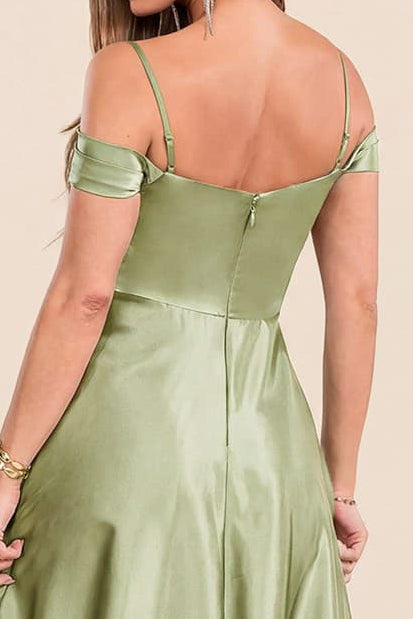 Victoria Satin Dress in Sage