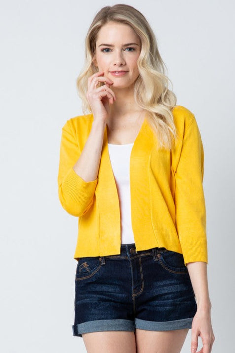 PRE-ORDER: Open Front Short Cardi in Sun Flower