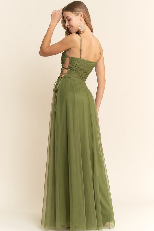 Olivia Tulle Dress in Olive