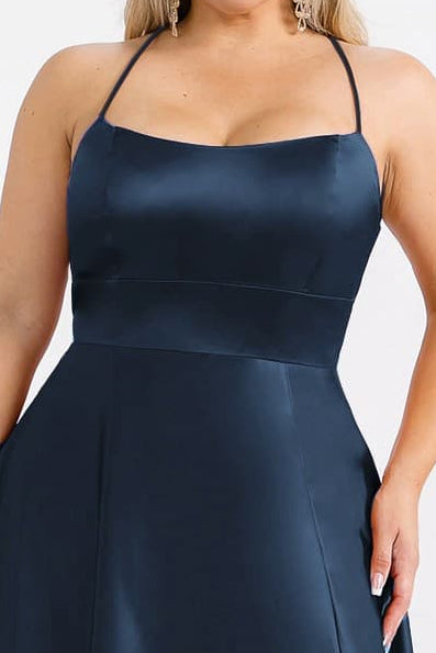 Catalina Satin Dress in Peacock - Plus