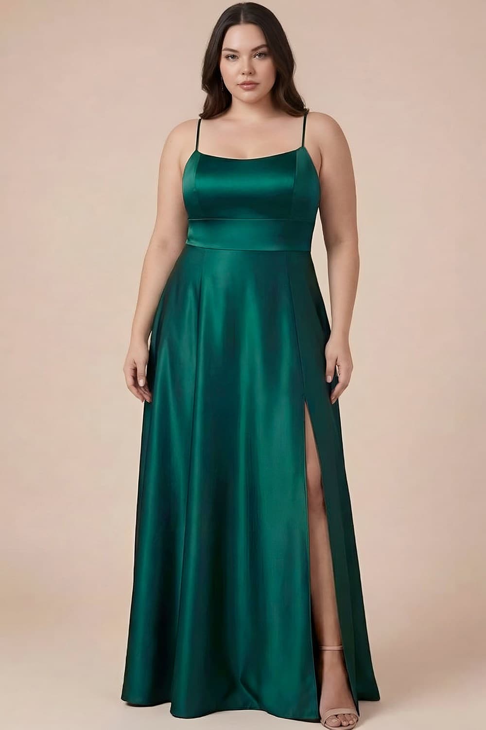 Catalina Satin Dress in Peacock - Plus