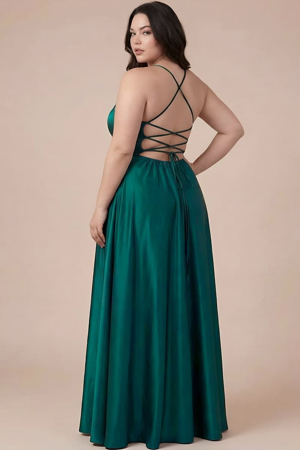 Catalina Satin Dress in Peacock - Plus