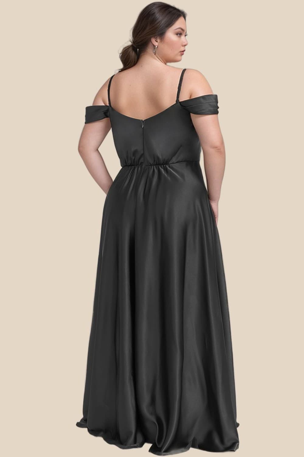 PRE-ORDER: Victoria Satin Dress Black - Plus