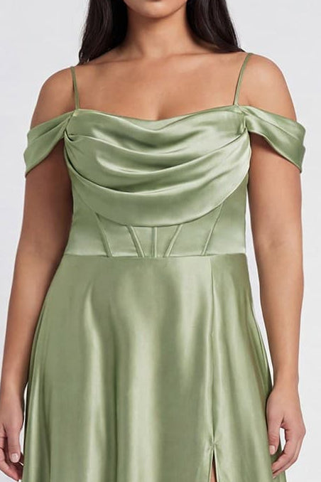 PRE-ORDER: Victoria Satin Dress in Sage