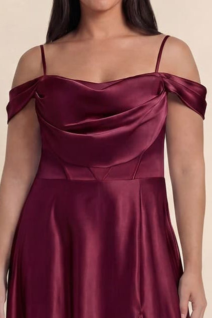 PRE-ORDER: Victoria Satin Dress Wine - Plus