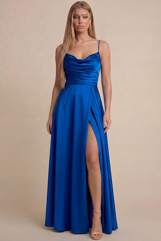 PRE-ORDER: Hailey Satin Dress Royal