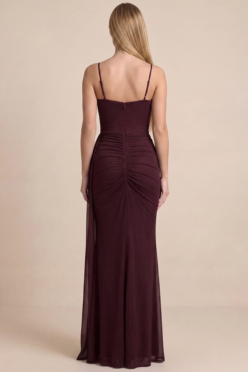 Margot Mesh Dress in Maroon