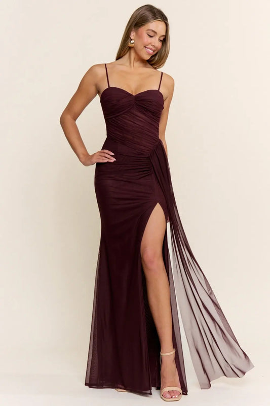 Margot Mesh Dress in Maroon