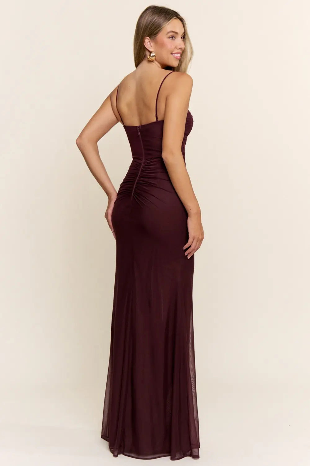 Margot Mesh Dress in Maroon
