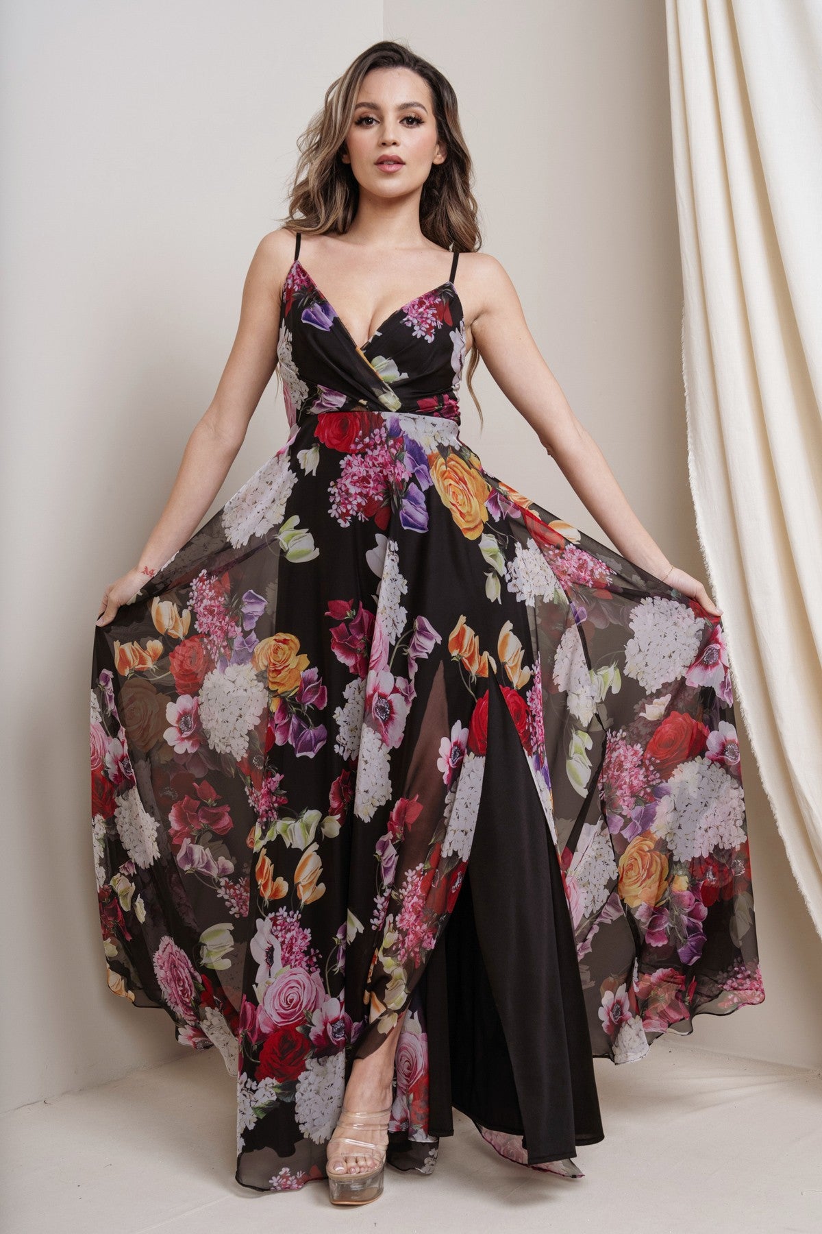 Bella Dress in Black Floral