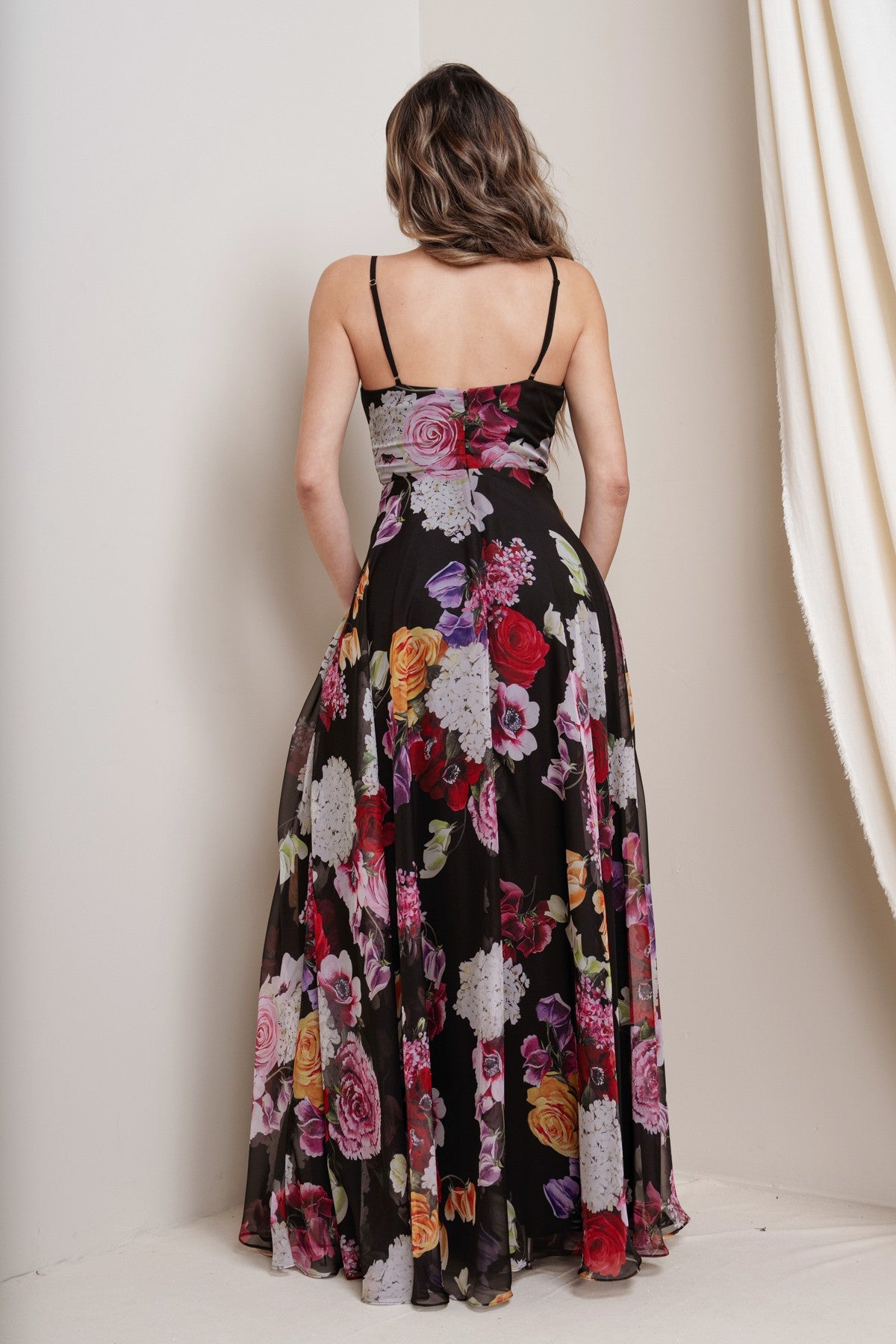 Bella Dress in Black Floral