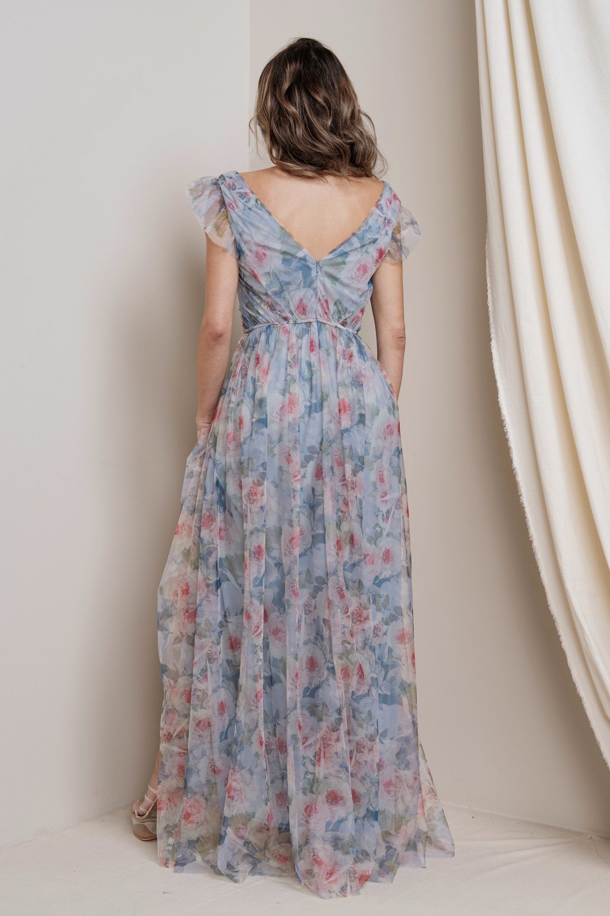 Flora Tulle Dress in Misty Blue