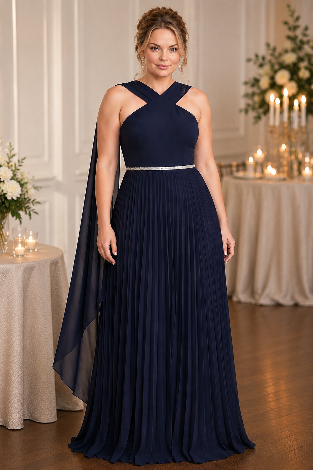 Renata Dress in Navy - Plus