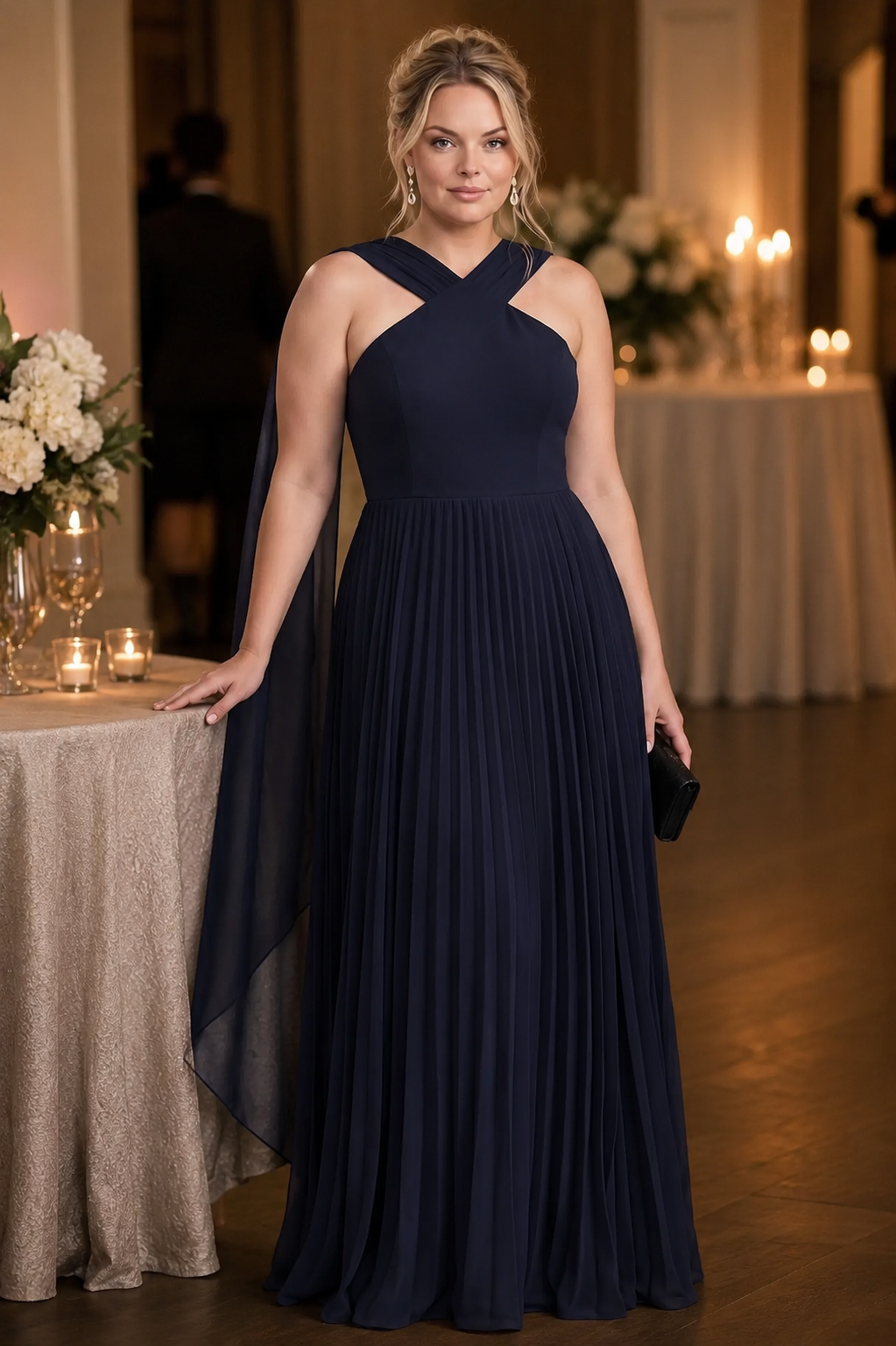 Renata Dress in Navy - Plus