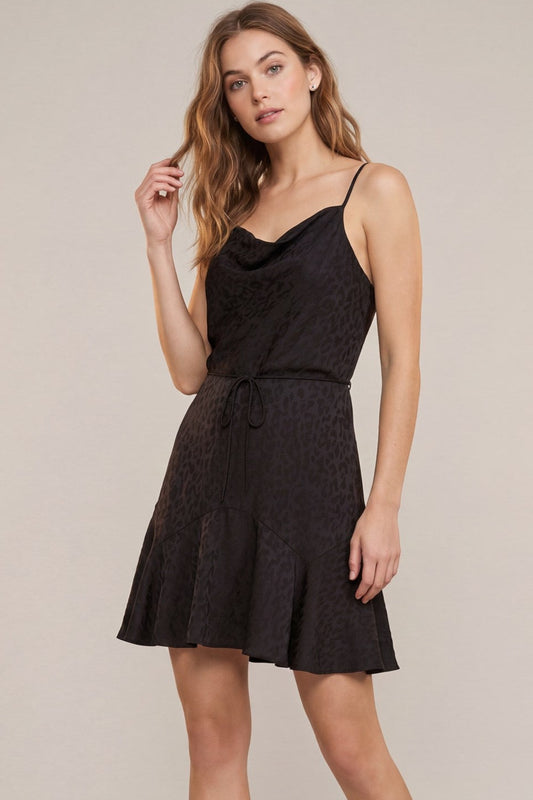 Cityscape Sateen Dress in Black
