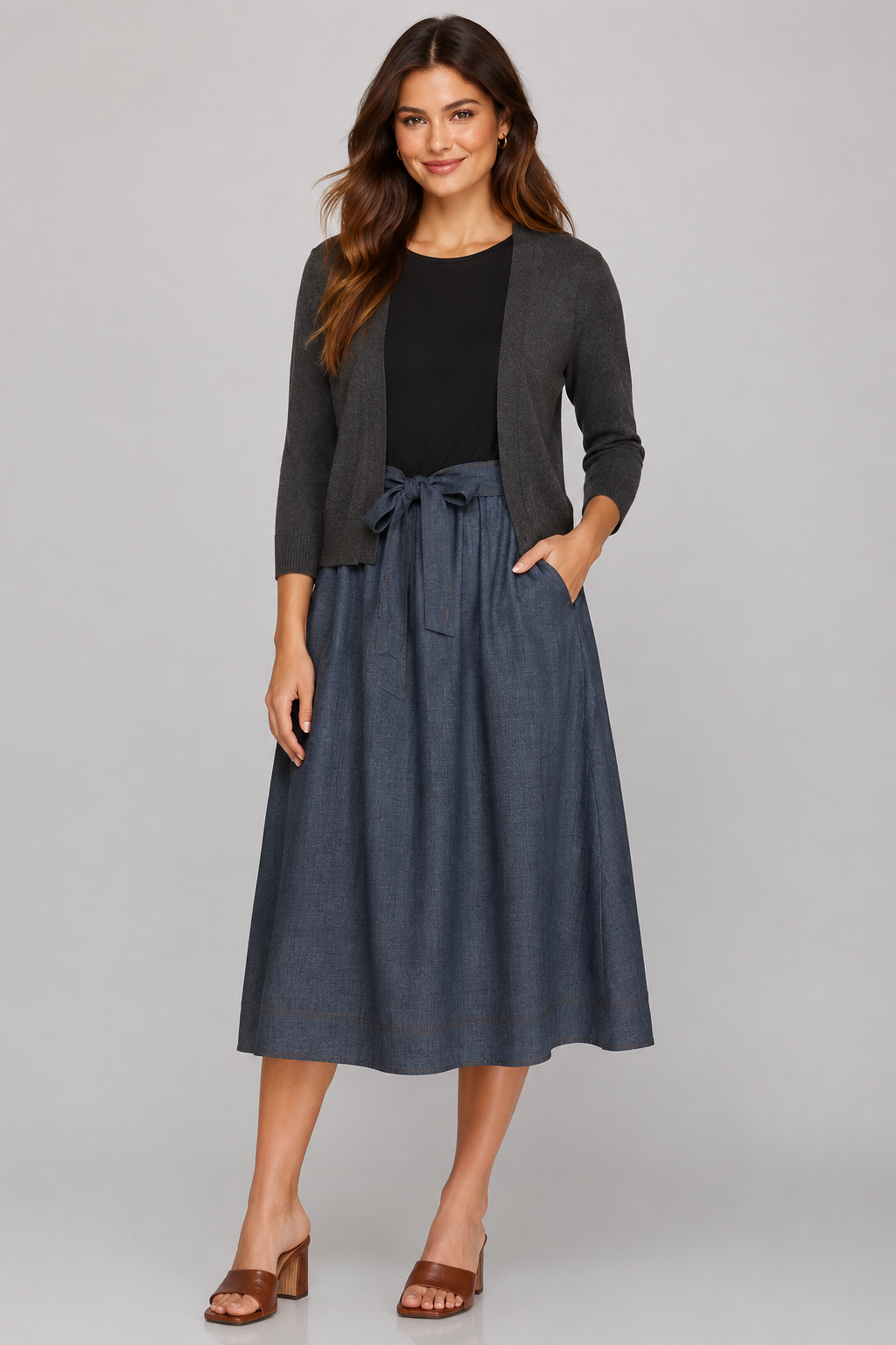Short Cardi in Charcoal