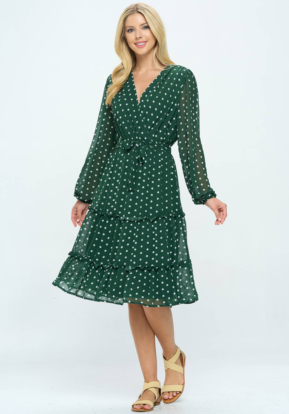 PRE-ORDER: Tea Date Dress in Green Dots