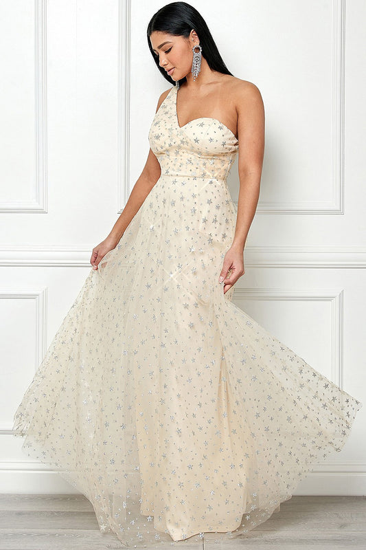 Nova Dress in Cream/Silver